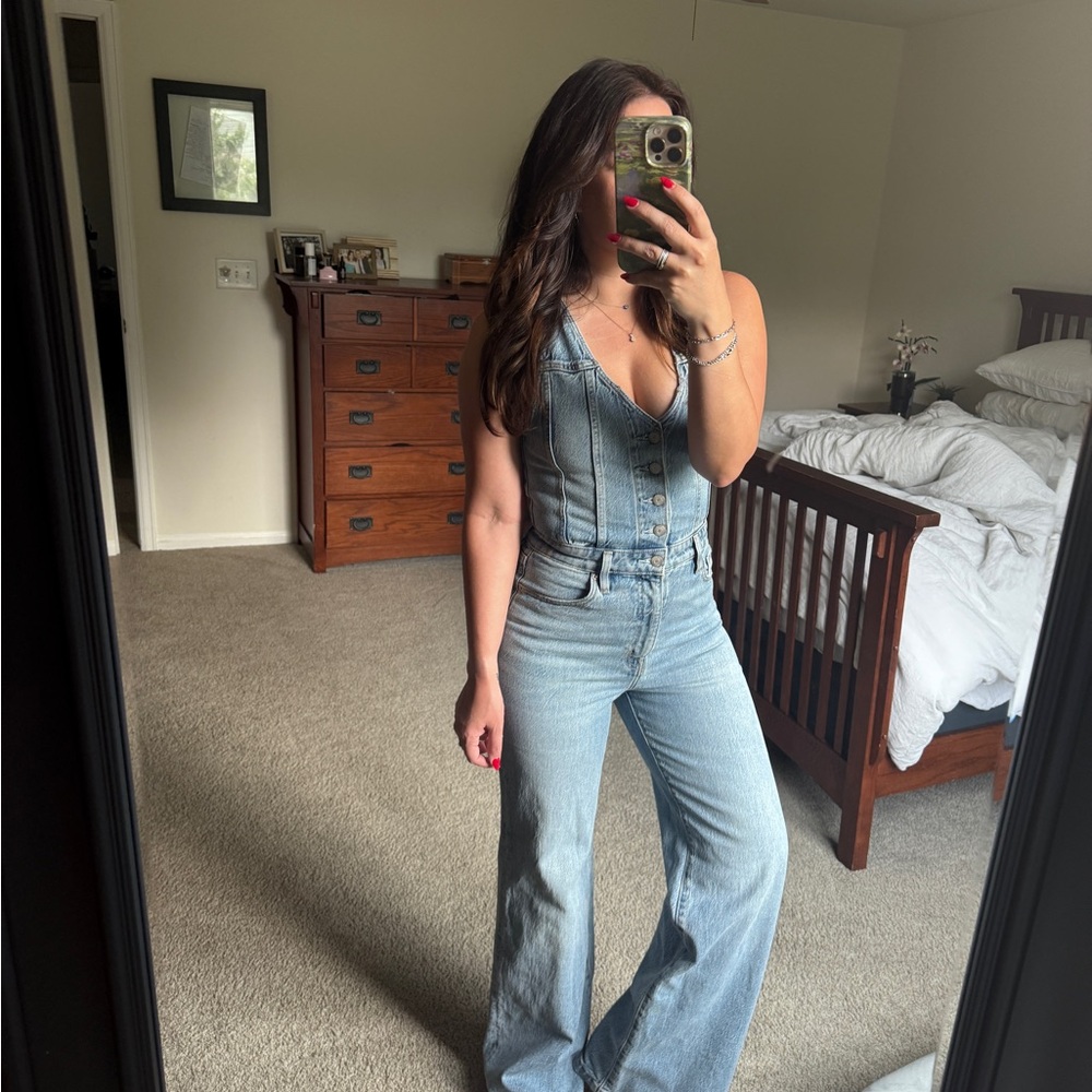pistola Light Wash Denim Wide Leg Jumpsuit - Picture 3 of 3